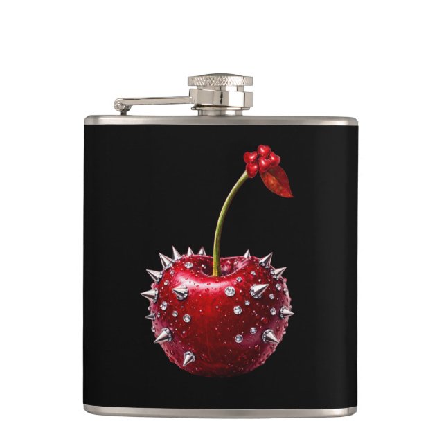 Flasques Cherry Rock Style Stainless Steel Flask (Devant)