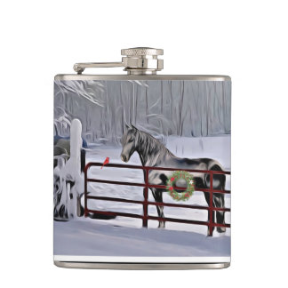 Flasques Cheval d'hiver en vacances neige