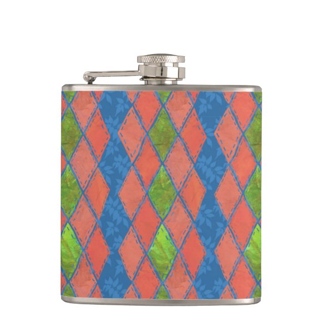 Flasques Chic Couleurs Poppy Faux patchwork Hip Flask (Devant)