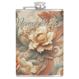 Flasques Chic, Elegant Crèmes & cuir texture fleur look
