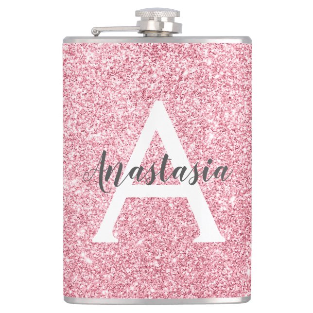 Flasques Chic & Tendance Rose Or Paillettes Pailletées Mono (Devant)