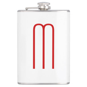 Flasques Chic Unique Monogramme Rouge Blanc Plaine Simple