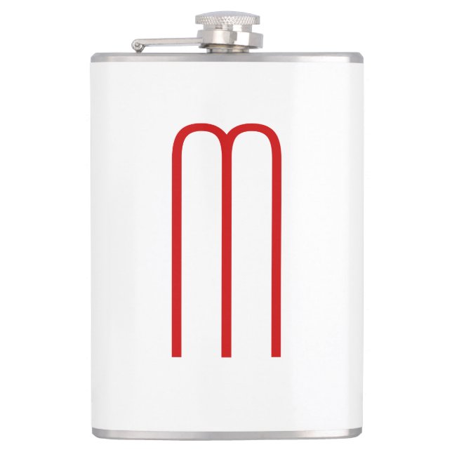 Flasques Chic Unique Monogramme Rouge Blanc Plaine Simple (Devant)