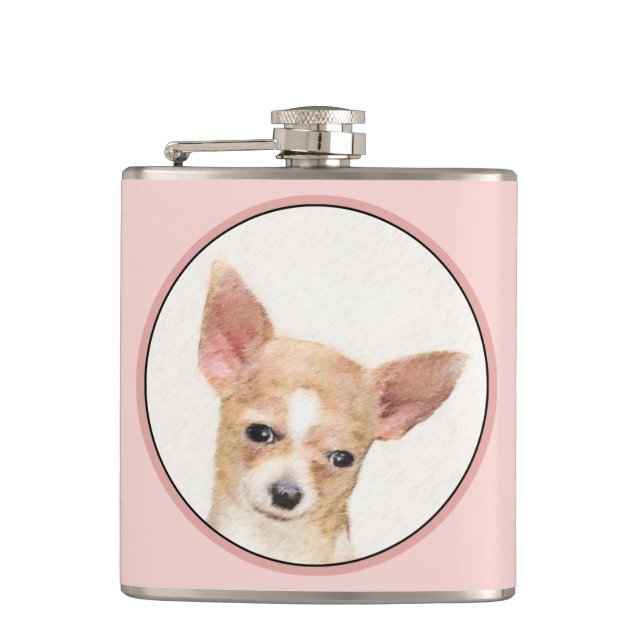 Flasques Chihuahua Peinture - Cute Original Chien Art (Devant)