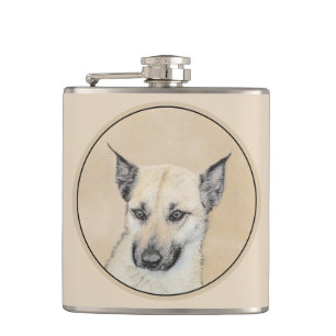 Flasques Chinook (Oreilles Pointées) Peinture - Art Chien o