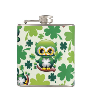 Flasques Chouette bébé mignonne St Patrick dessin animé