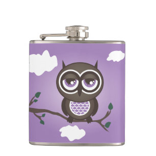Flasques Chouette pourpre assise sur une fiole de branche