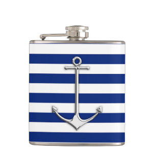 Flasques Chrome Anchor on Navy Stripes