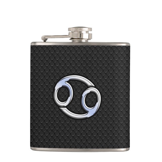 Flasques Chrome Style Cancer Symbole Zodiaque (Devant)