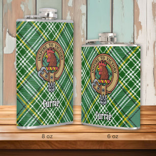 Flasques Cimier de coq Clan Currie sur Tartan