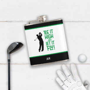 Flasques Citation de tee drôle de golf Sports Cute en noir