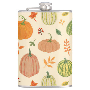 Flasques Citrouille vert et orange, motif sans soudure.