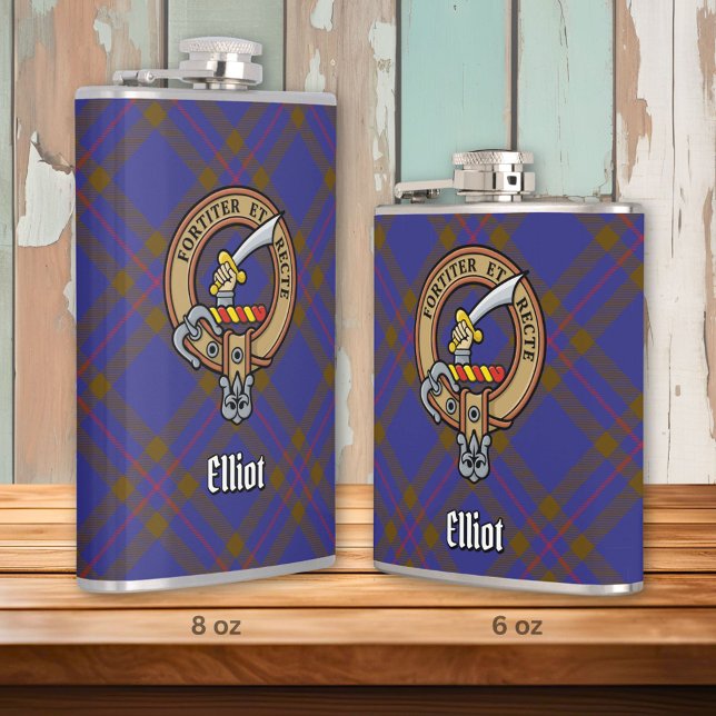 Flasques Clan Elliot Crest sur Tartan moderne (Créateur téléchargé)