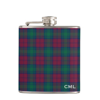 Flasques Clan Lindsay Tartan Monogrammed