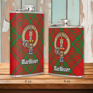 Flasques Clan MacAlister de Glenbarr Crest sur Tartan