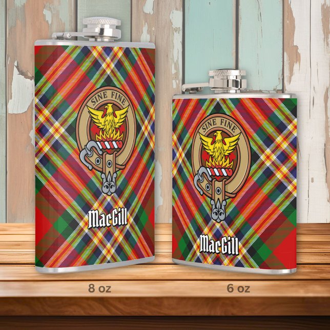 Flasques Clan MacGill Crest sur Tartan (Créateur téléchargé)
