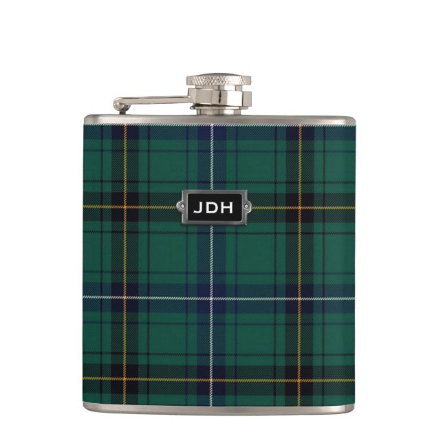 Flasques Clan monogramme Henderson Tartan Plaid Flask (Devant)