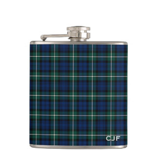 Flasques Clan vert et bleu Forbes Tartan Monogramme