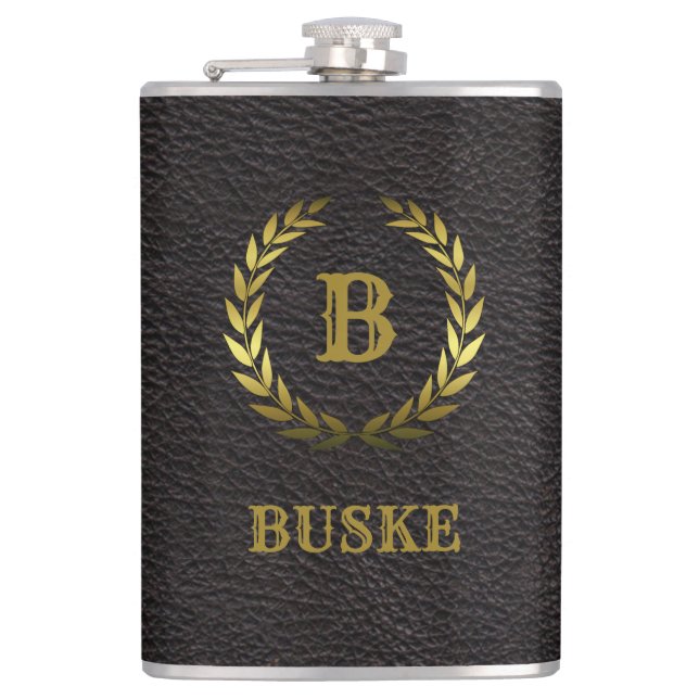Flasques Classic et Elegant Gold sur Noir Personnalisé (Devant)