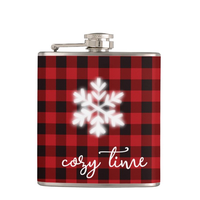 Flasques Classique rustique cosy rouge noir plaid motif (Devant)