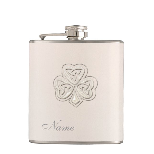 Flasques Classy chic perle chanceux shamrock personnalisé (Devant)
