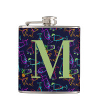 Cocktails Néon sur Monogramme Noir Personnaliser B