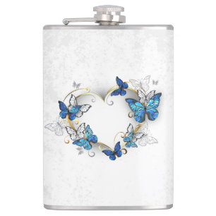 Flasques Coeur bijoux avec papillons Morpho