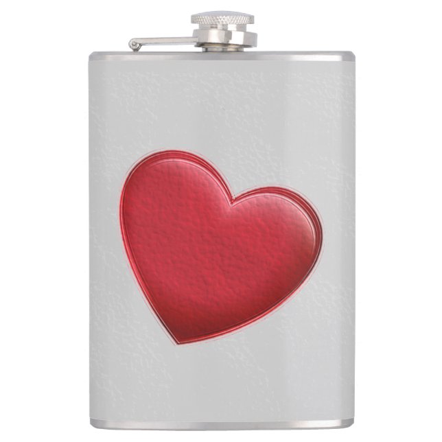 Flasques Cœur Rouge Gris Tendance Amour Mariage (Devant)