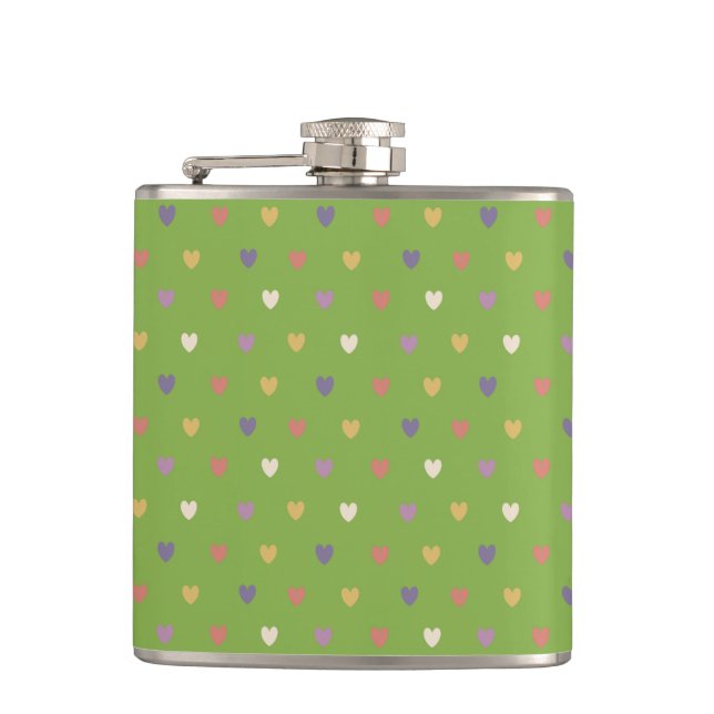 Flasques Coeurs Polka sur vert vert (Devant)