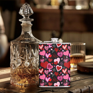Flasques Cœurs rouges roses noirs Motif d'amour