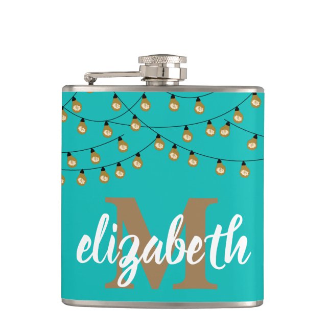 Flasques Collier de lumières turquoise personnalisé (Devant)