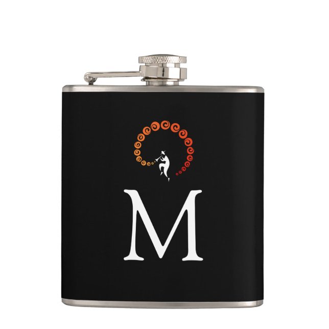 Flasques Cool Jazz Trumpet Musicien Monogramme Jaune Orange (Devant)