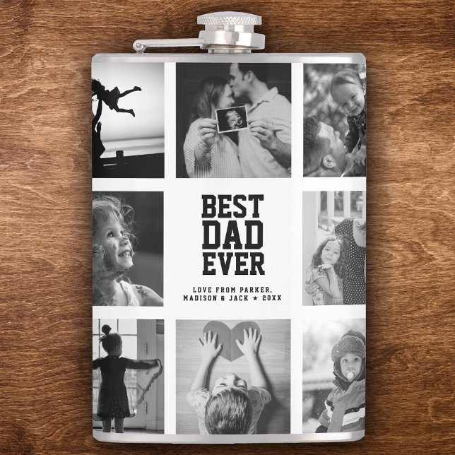 Flasques Cool moderne MEILLEUR PAPA JAMAIS Instagram Photo  (Cool Father's Day gift for the Whiskey lover!)