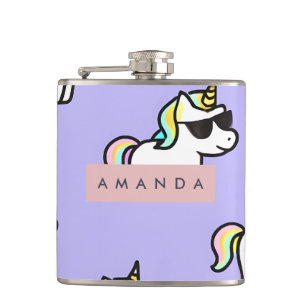 Flasques Cool personnalisé Rainbow Unicorn Motif