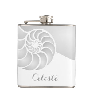 Flasques Coque Nautilus argenté avec monogramme personnalis