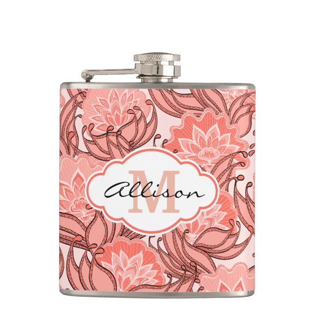 Flasques Coral dynamique motif floral Personnalisé (Devant)