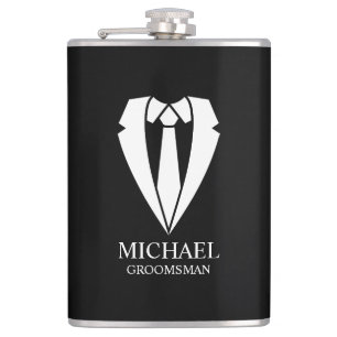 Flasques Costume Mariage noir et Cravate Groomsmans personn