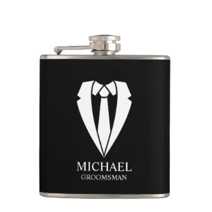 Flasques Costume Mariage noir et Cravate Groomsmans personn