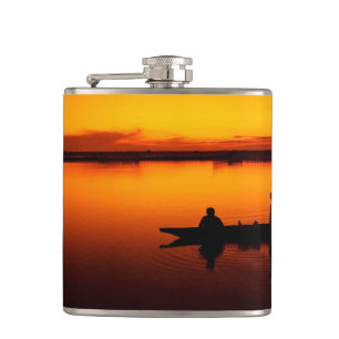 Flasques Coucher de soleil, bateau d'aviron Silhouette-1649