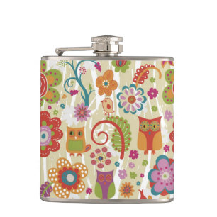 Flasques Couleur florale et hibou