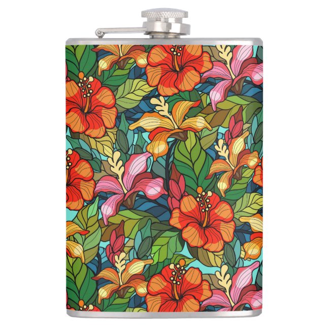 Flasques Couleur tropicale motifs floraux chaîne de verre l (Devant)