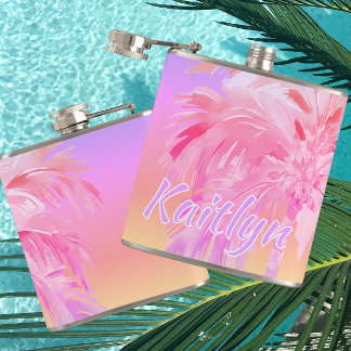 Flasques Couleurs Tropicales Aloha Palmier Personnalisé