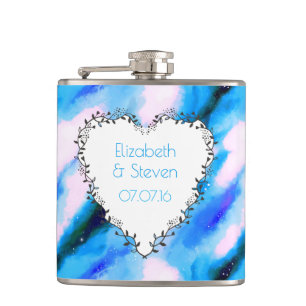 Flasques Couronne En Forme De Coeur Sur Bleu Abstrait Maria
