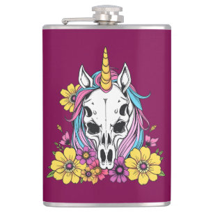 Flasques Crâne de Licorne Fleurs Pastel Goth Soft Grunge Go