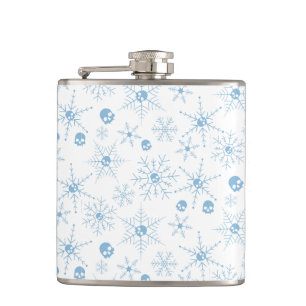 Flasques Crâne effrayant Creepmas Noël Snowflakes blanc
