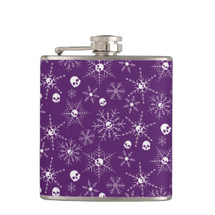 Flasques Crâne effrayant Creepmas Noël Snowflakes violet