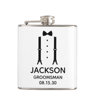 Flasques Cravate Groomsman Black Bow