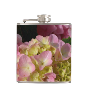 Flasques Crème rose Hydrangeas jaune rose vert floral