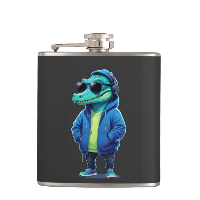 Flasques Crocodile Portant Sweat - shirt à capuche drôle Co (Devant)