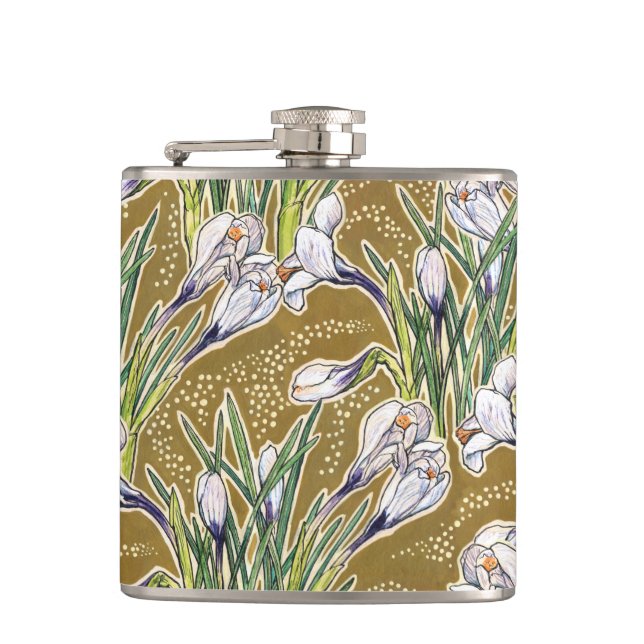 Flasques Crocus, motifs floraux, belles fleurs printanières (Devant)